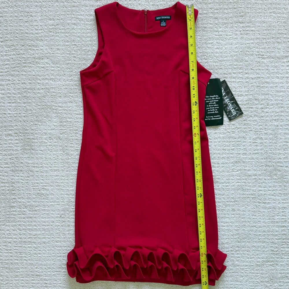 NINA LEONARD | NWT Sleeveless Red Ruffle Hem Dress Sz Small - Picture 5 of 7